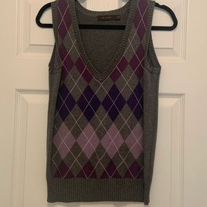 The Limited Purple and Gray Argyle Sweater Vest